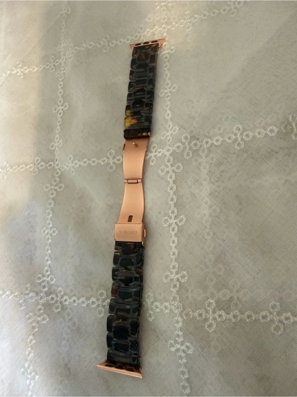 Apple Watch Tortoiseshell Resin Band with Rose Gold Clasp - Brown/Amber